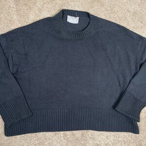 Everlane Sweater Women L Blue Navy Cropped Long Sleeve Oversized Relaxed Capsule